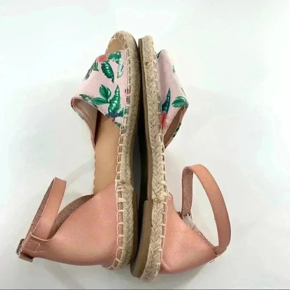Old navy sandals size 7 pink green canvas tropical palm tree resort Dorsay - Picture 6 of 13
